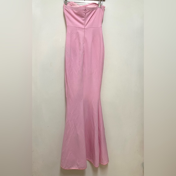 Fashion Nova Strapless Pink Ruffled Dress Front Slit Size S - Picture 5 of 8